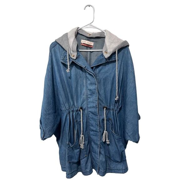 Anthropologie Jackets & Blazers - Anthropologie Pilcro Button Front Removable Hood Denim Kimono Jacket Blue Medium